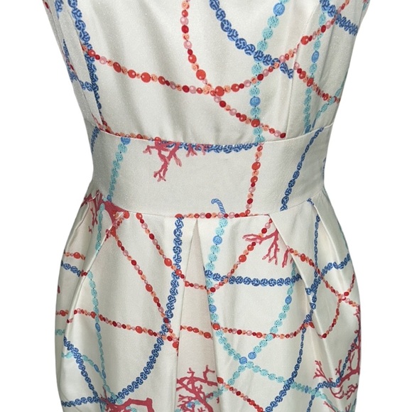J. McLaughlin Firenza Silk Cream Coral Chain Print Halter Mini Column Dress - 2 - Picture 3 of 12